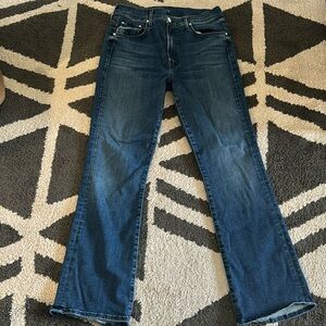 MOTHER Dark Blue Ankle & Cropped Jeans